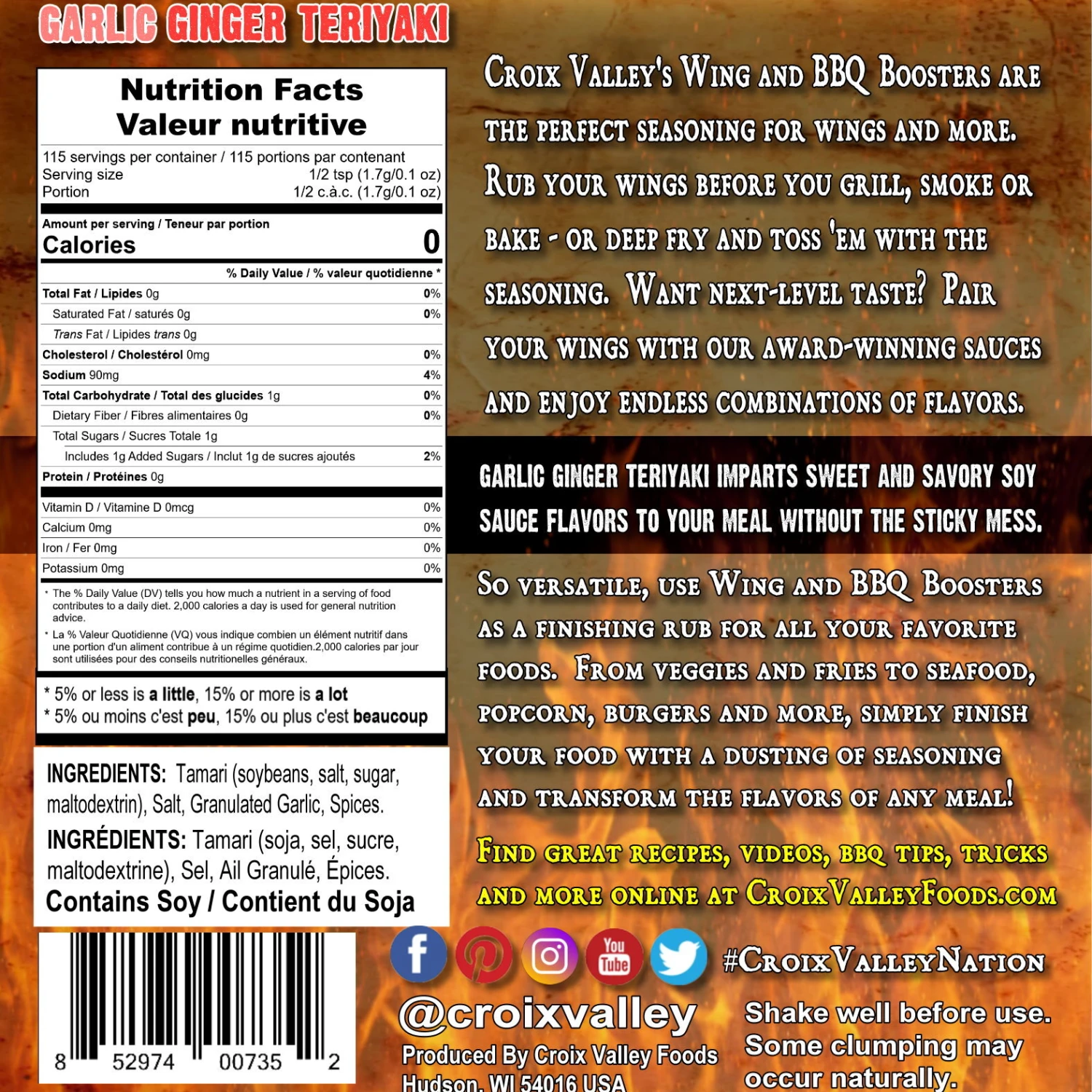 Croix Valley Garlic Ginger Teriyaki Wing And BBQ Booster 7 Oz 4 Croix Valley Garlic Ginger Teriyaki Wing And BBQ Booster 7 Oz - Afbeelding 2